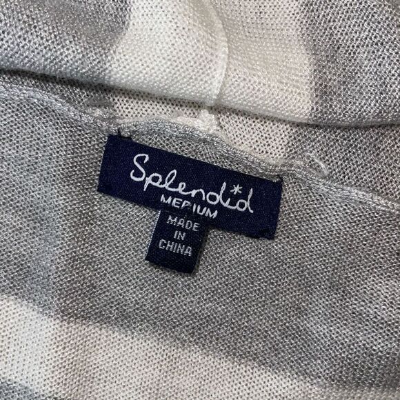 Splendid Womens Open Front Cashmere Blend Cardigan Sweater Gray White Medium - Picture 4 of 5